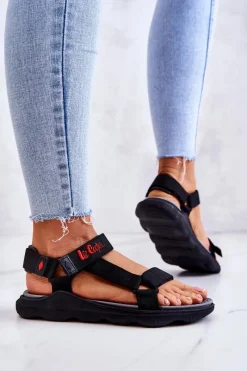 Sandały Płaskie></noscript>Lee Cooper Damskie Sportowe Sandały LCW-22-34-0955L Czarne