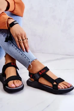 Sandały Płaskie></noscript>Lee Cooper Damskie Sportowe Sandały LCW-22-34-0955L Czarne