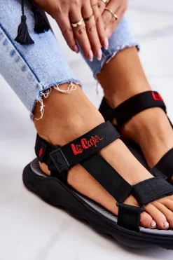 Sandały Płaskie></noscript>Lee Cooper Damskie Sportowe Sandały LCW-22-34-0955L Czarne