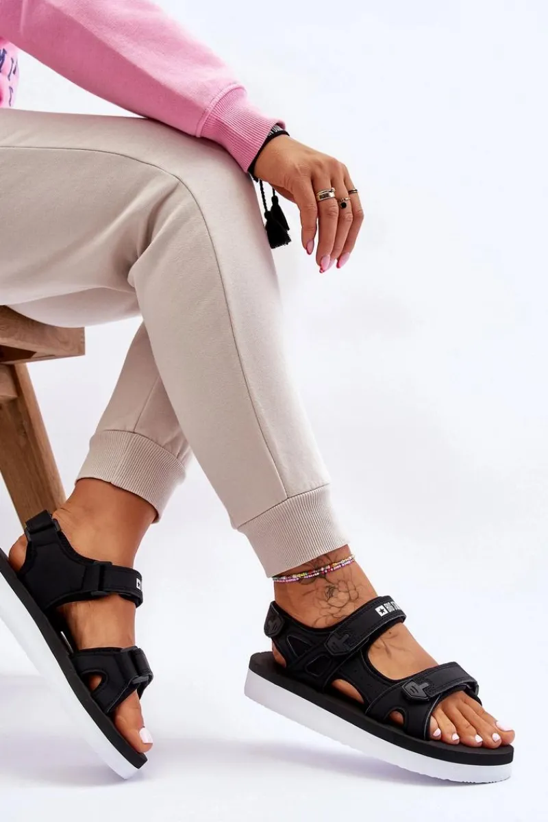 Sandały Big Star|Sandały Płaskie>Big Star Shoes Damskie Sportowe Sandały Na Platformie Big Star LL274789 Czarne Czarny