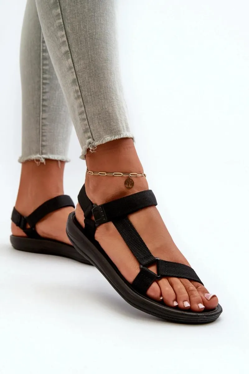 Discount Boto Damskie Sportowe Sandały Na Rzepy Czarne Vilari Czarny