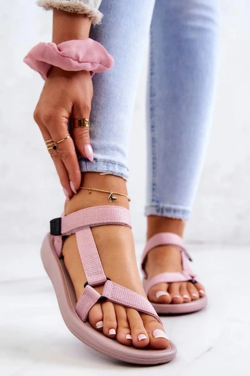 Sale Damskie Sportowe Sandały Różowe Ultimate Damskie Sandały Płaskie