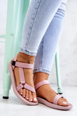 Sale Damskie Sportowe Sandały Różowe Ultimate Damskie Sandały Płaskie