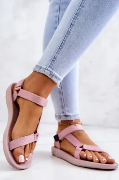Sale Damskie Sportowe Sandały Różowe Ultimate Damskie Sandały Płaskie