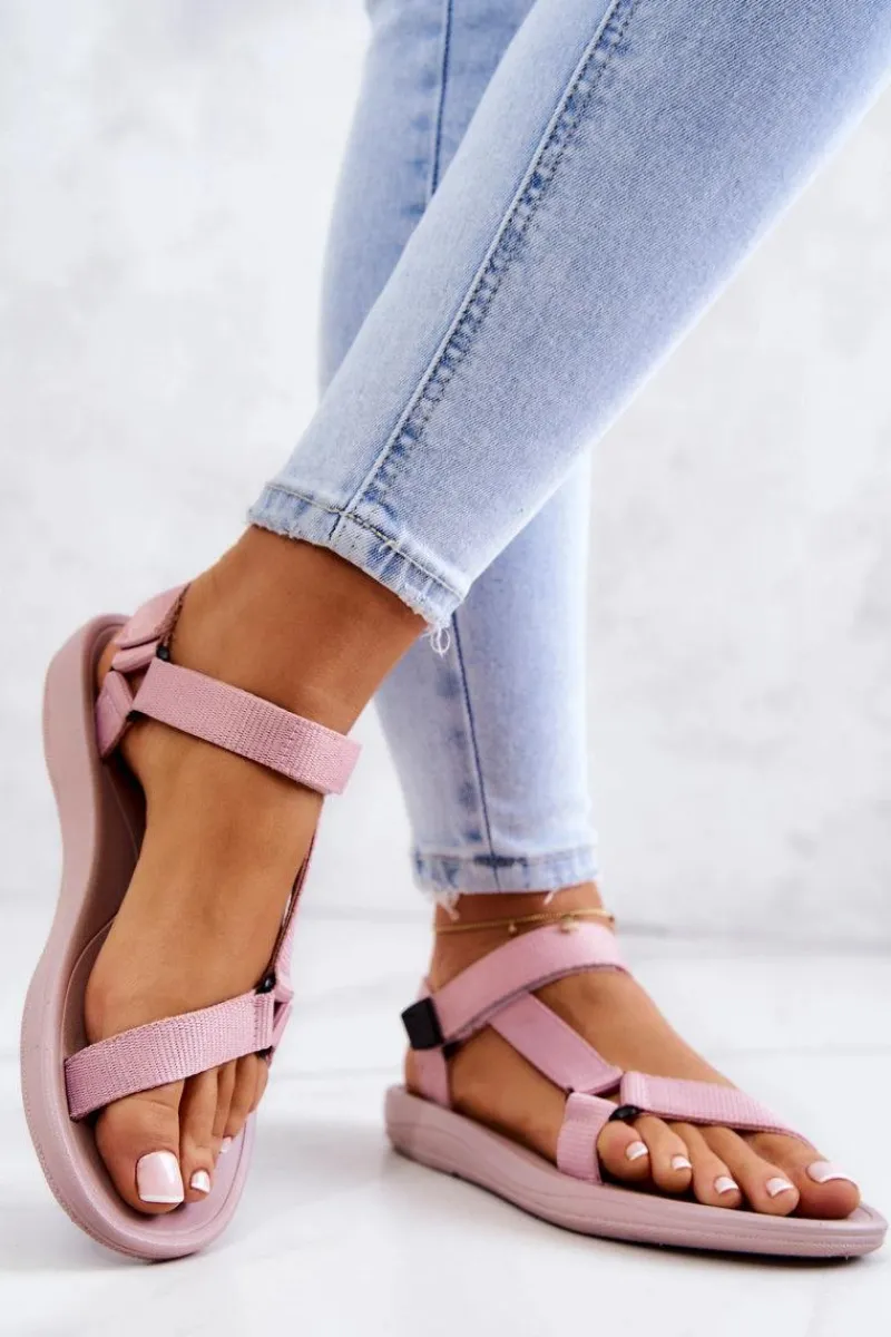 Sale Damskie Sportowe Sandały Różowe Ultimate Damskie Sandały Płaskie