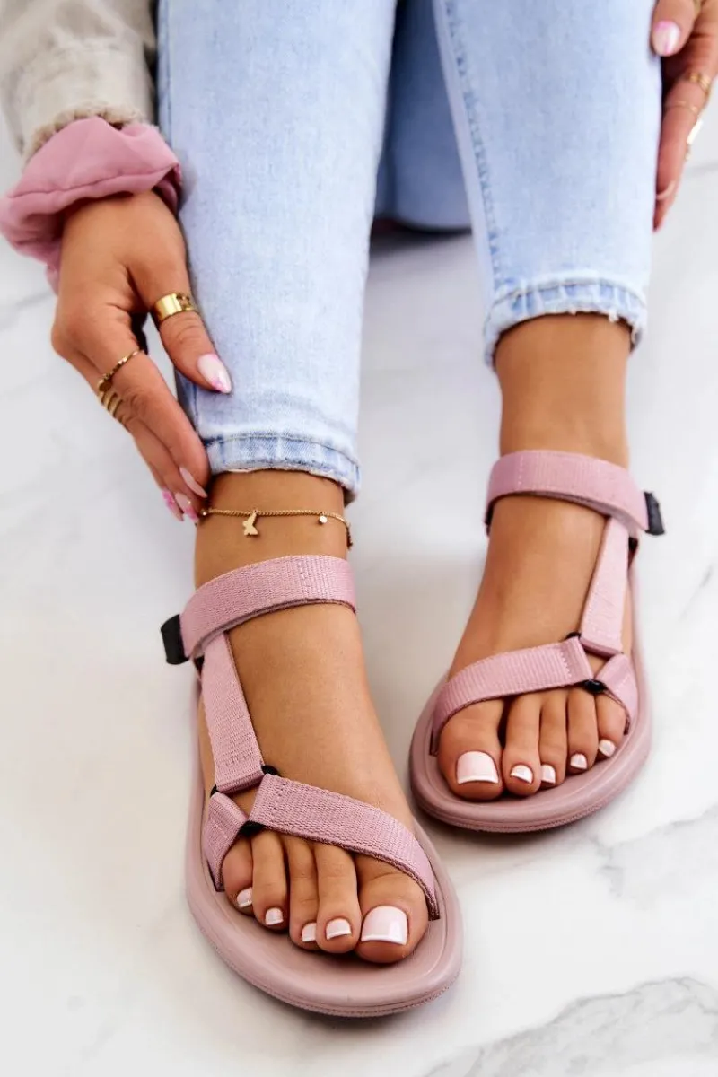 Sale Damskie Sportowe Sandały Różowe Ultimate Damskie Sandały Płaskie