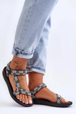 Sandały Płaskie>Boto Damskie Sportowe Sandały We Wzory Biało-Czarne Ultimate
