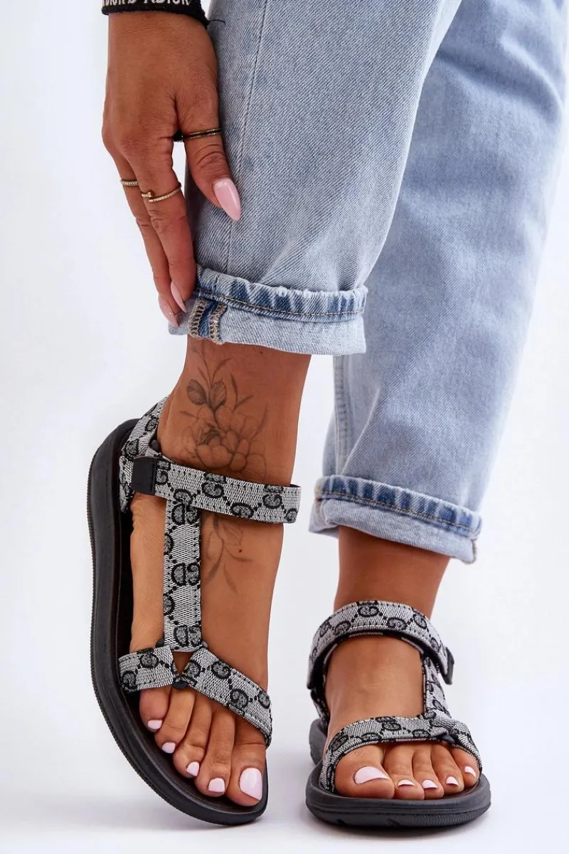 Sandały Płaskie>Boto Damskie Sportowe Sandały We Wzory Biało-Czarne Ultimate