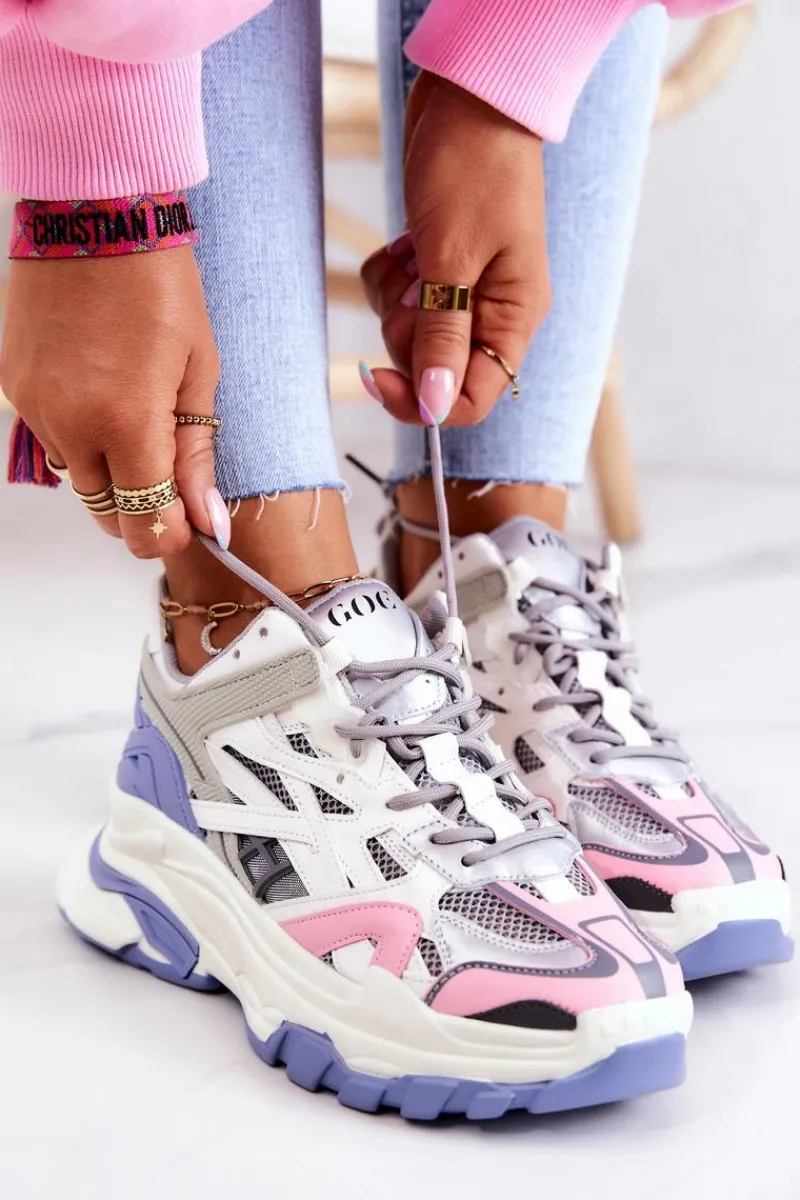 Online GOE Damskie Sportowe Skórzane Sneakersy JJ2N4090 Multikolor