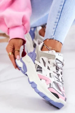Online GOE Damskie Sportowe Skórzane Sneakersy JJ2N4090 Multikolor