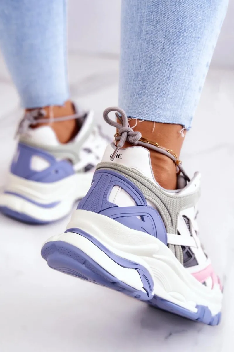 Online GOE Damskie Sportowe Skórzane Sneakersy JJ2N4090 Multikolor