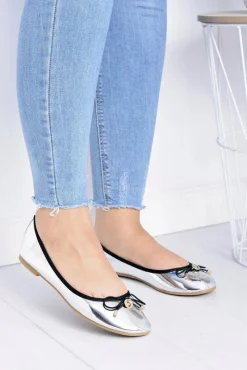 Boto Damskie Srebrne Wsuwane Balerinki Cleoss