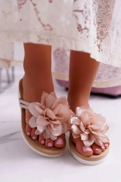 New Boto Damskie Szare Klapki Japonki Kwiat Drademos