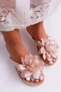 New Boto Damskie Szare Klapki Japonki Kwiat Drademos