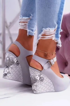 Sandały Gumowe|Sandały Na Koturnie>Boto Damskie Szare Sandały Na Koturnie Nemesis