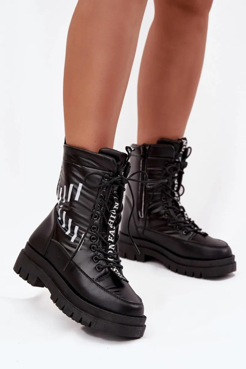 Discount Damskie Sznurowane Botki Śniegowce Vinceza 23-34586 Czarne Damskie Śniegowce Damskie|Damskie Trapery
