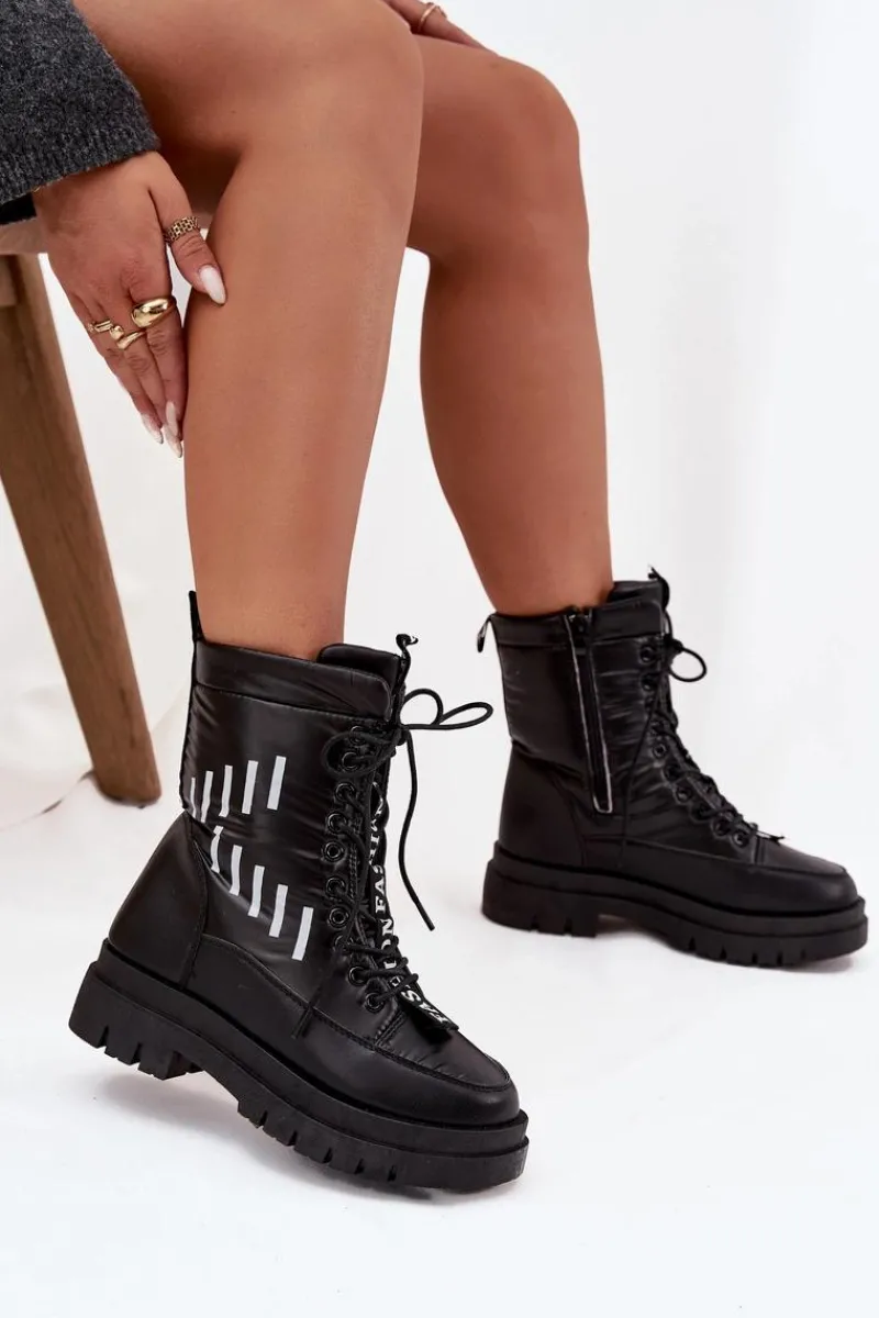 Discount Damskie Sznurowane Botki Śniegowce Vinceza 23-34586 Czarne Damskie Śniegowce Damskie|Damskie Trapery