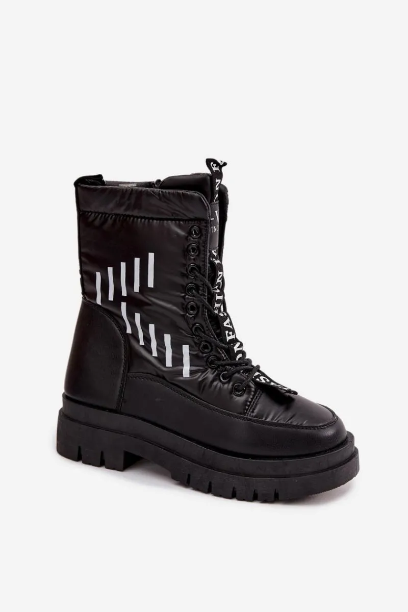 Discount Damskie Sznurowane Botki Śniegowce Vinceza 23-34586 Czarne Damskie Śniegowce Damskie|Damskie Trapery