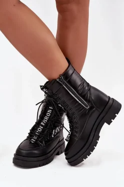 Discount Damskie Sznurowane Botki Śniegowce Vinceza 23-34586 Czarne Damskie Śniegowce Damskie|Damskie Trapery