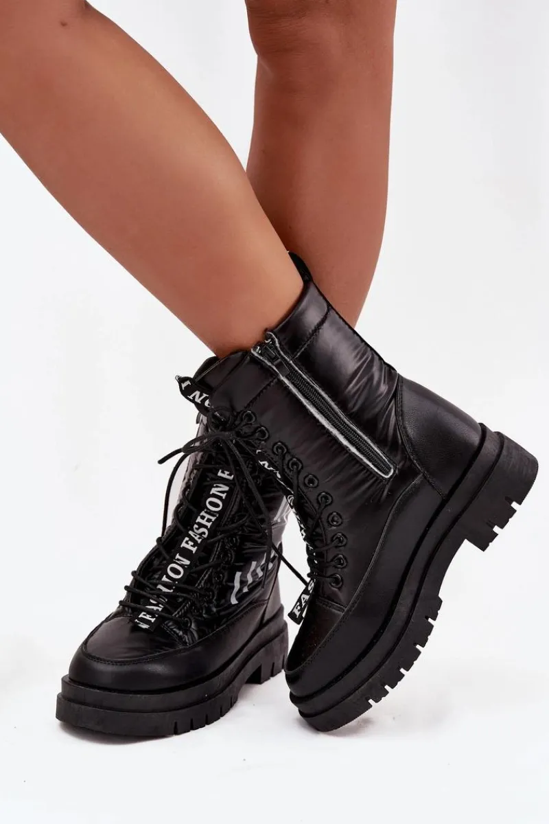 Discount Damskie Sznurowane Botki Śniegowce Vinceza 23-34586 Czarne Damskie Śniegowce Damskie|Damskie Trapery