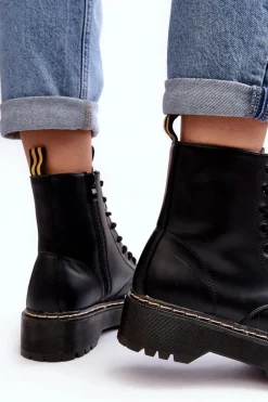 New Damskie Sznurowane Botki Trapery Czarne Maddis Damskie Damskie Trapery|Botki Sznurowane