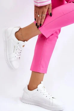 New Damskie Sznurowane Buty Sportowe Białe Mikaela Damskie Buty Sportowe Na Platformie|Sneakersy Damskie