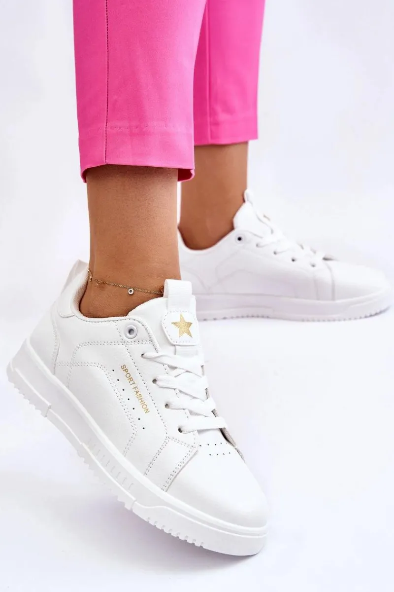 New Damskie Sznurowane Buty Sportowe Białe Mikaela Damskie Buty Sportowe Na Platformie|Sneakersy Damskie