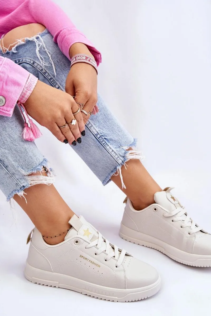 Buty Sportowe Na Platformie|Sneakersy Damskie>Boto Damskie Sznurowane Buty Sportowe Beżowe Mikaela