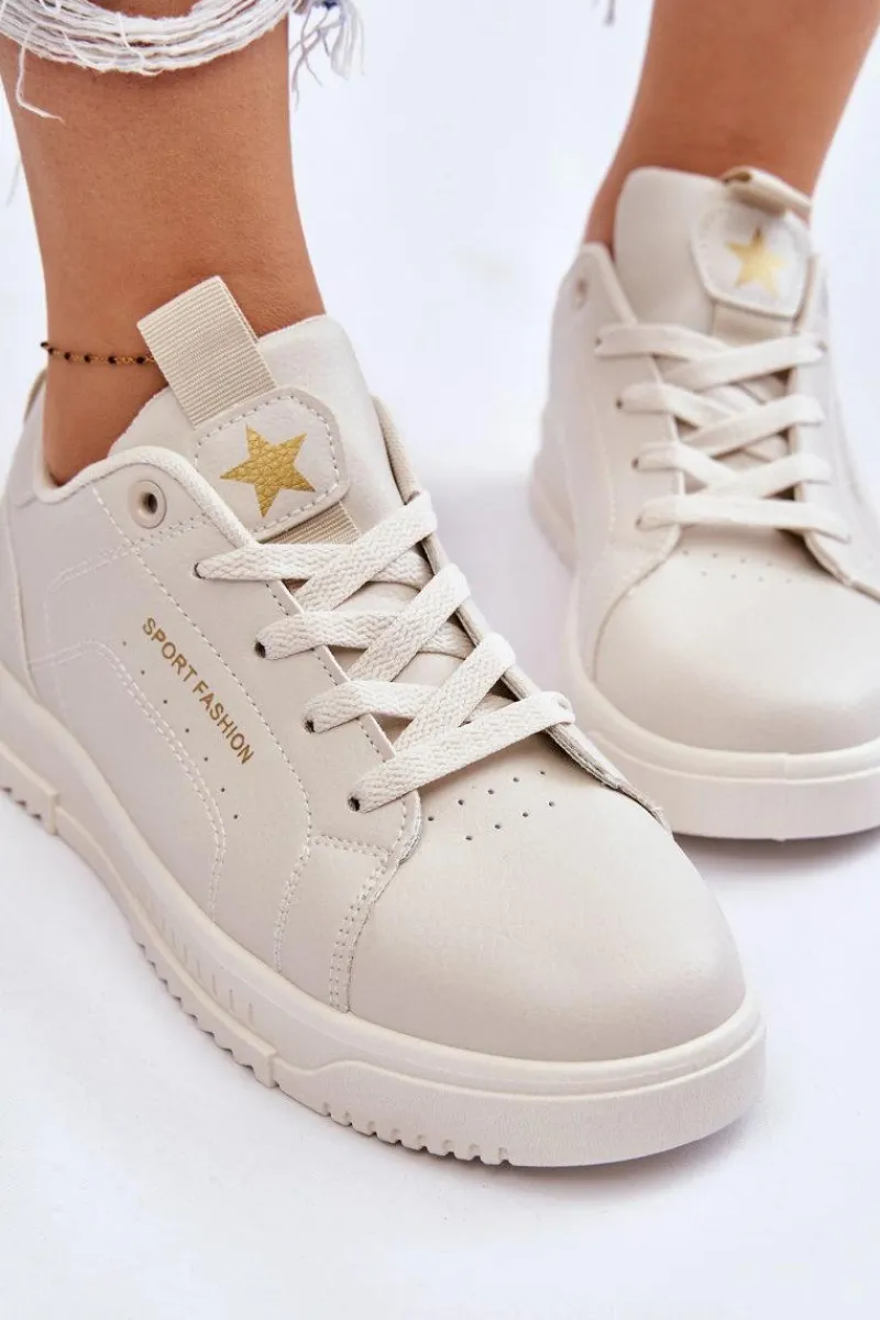 Buty Sportowe Na Platformie|Sneakersy Damskie>Boto Damskie Sznurowane Buty Sportowe Beżowe Mikaela