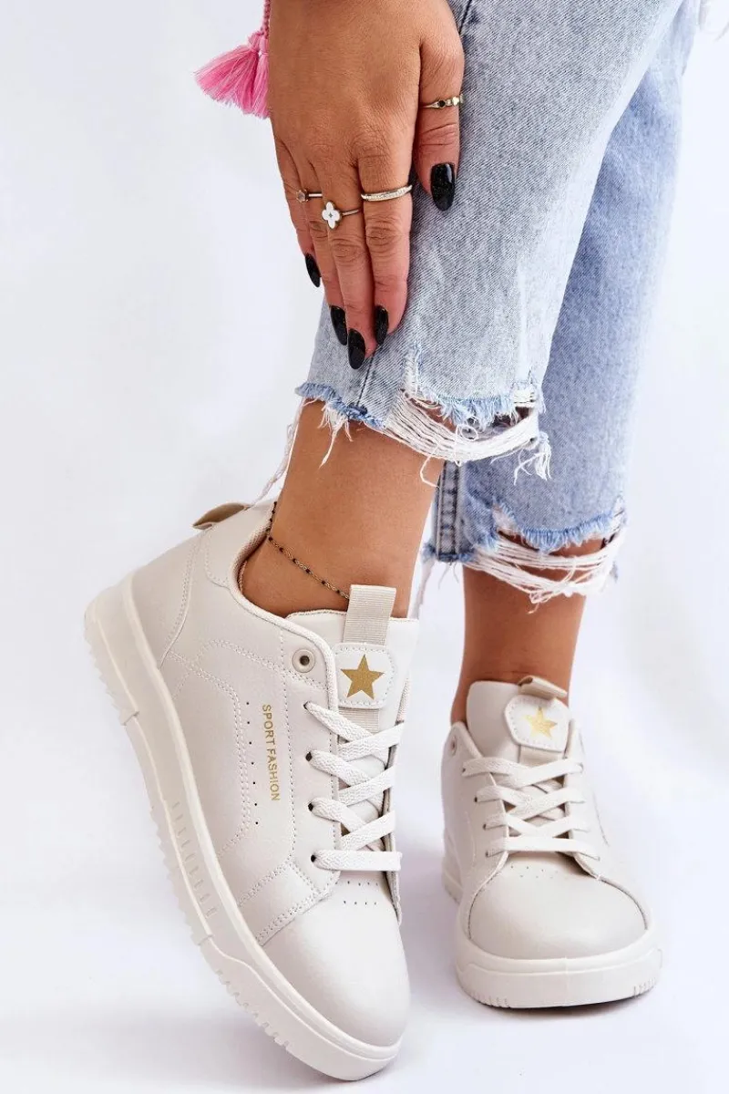 Buty Sportowe Na Platformie|Sneakersy Damskie>Boto Damskie Sznurowane Buty Sportowe Beżowe Mikaela
