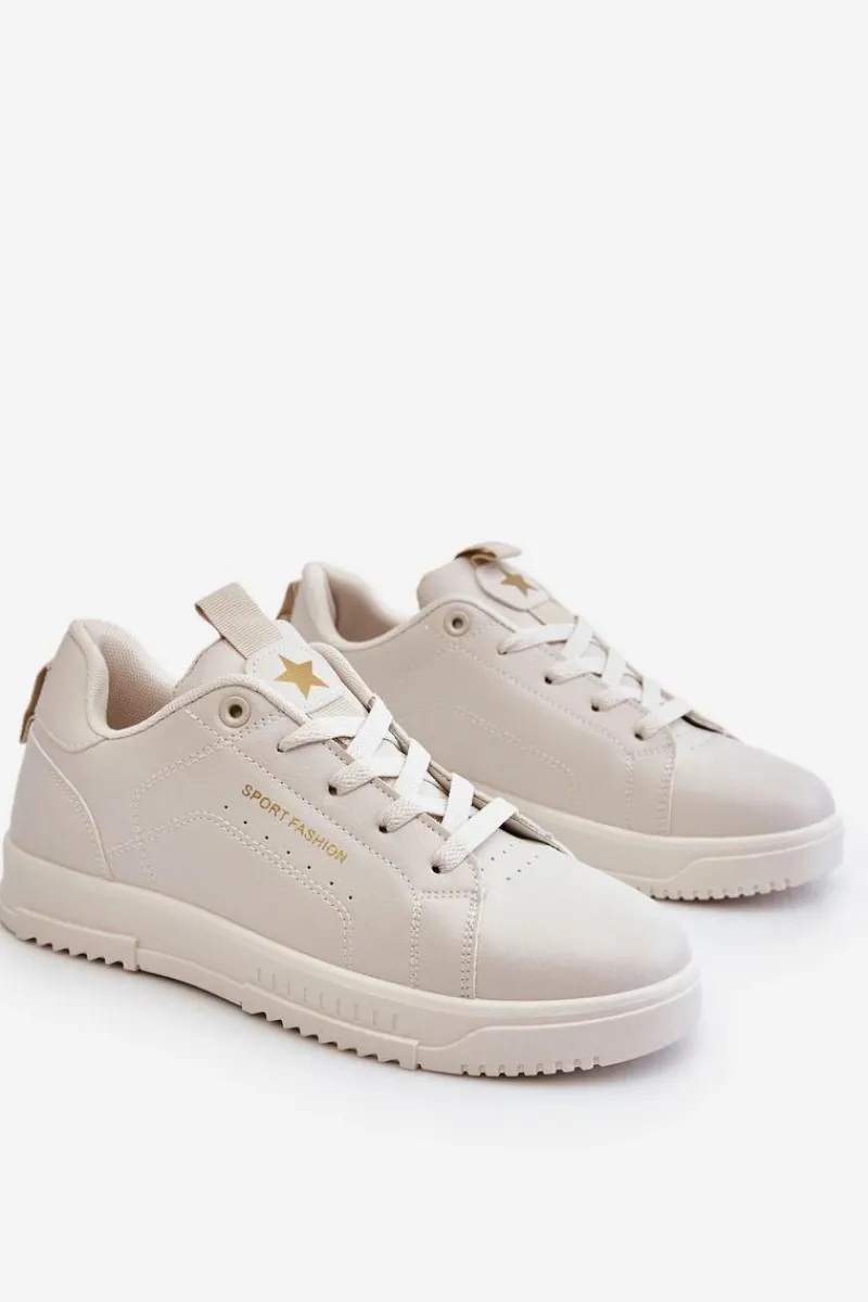 Buty Sportowe Na Platformie|Sneakersy Damskie>Boto Damskie Sznurowane Buty Sportowe Beżowe Mikaela