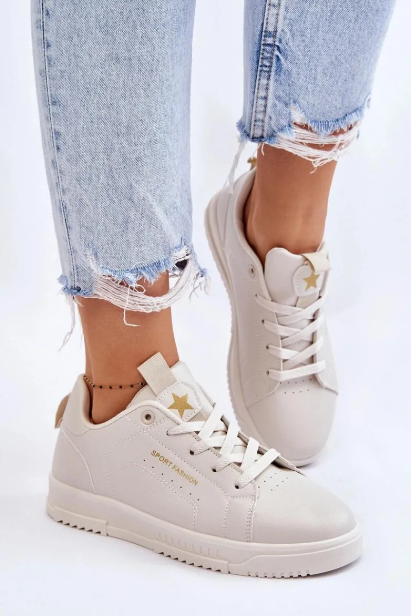 Buty Sportowe Na Platformie|Sneakersy Damskie>Boto Damskie Sznurowane Buty Sportowe Beżowe Mikaela