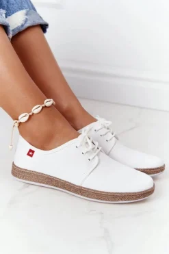 Trampki Damskie Big Star|Big Star>Big Star Shoes Damskie Sznurowane Espadryle Big Star FF276043 Białe