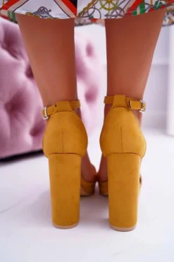 Sale Boto Damskie Żółte Sandały Na Słupku Platforma Debora