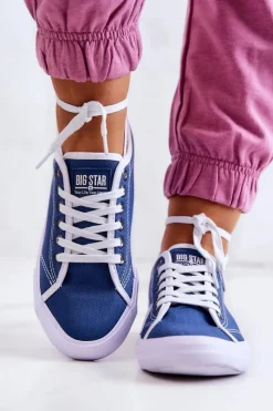 Sale Damskie Tenisówki BIG STAR W274834 Granatowe Damskie Trampki Damskie Big Star|Trampki Damskie Niskie