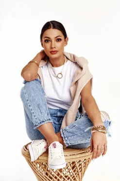 Best Damskie Tenisówki BIG STAR DD274892 Biało-Czerwone Damskie Trampki Damskie Big Star|Trampki Damskie Niskie