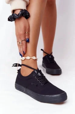 Best Damskie Tenisówki BIG STAR FF274164 Czarne Damskie Trampki Damskie Big Star|Trampki Damskie Niskie