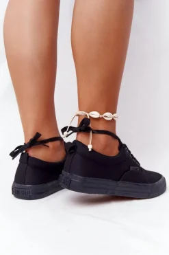 Best Damskie Tenisówki BIG STAR FF274164 Czarne Damskie Trampki Damskie Big Star|Trampki Damskie Niskie