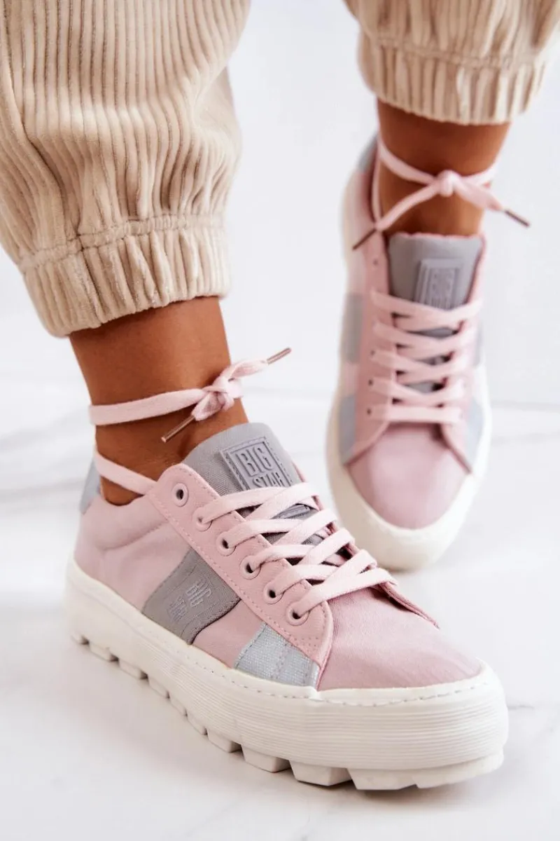 Sale Damskie Tenisówki BIG STAR JJ274481 Różowe Damskie Trampki Damskie Big Star|Trampki Damskie Niskie