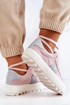 Sale Damskie Tenisówki BIG STAR JJ274481 Różowe Damskie Trampki Damskie Big Star|Trampki Damskie Niskie