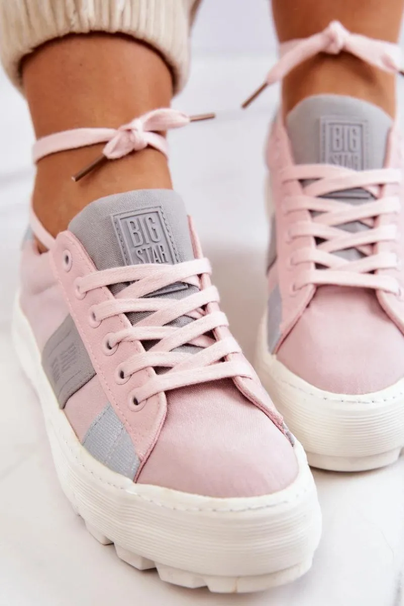 Sale Damskie Tenisówki BIG STAR JJ274481 Różowe Damskie Trampki Damskie Big Star|Trampki Damskie Niskie