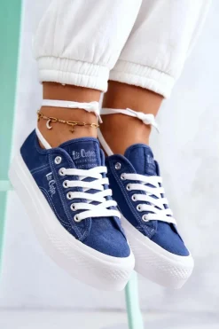 Discount Damskie Tenisówki LCW-22-31-0834L Niebieskie Damskie Trampki Damskie Niskie