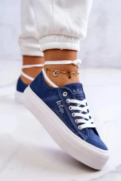 Discount Damskie Tenisówki LCW-22-31-0834L Niebieskie Damskie Trampki Damskie Niskie