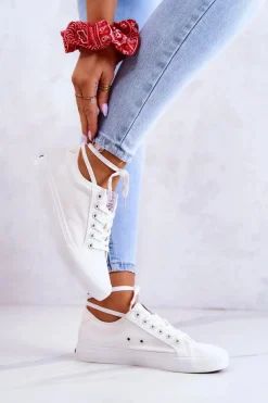 Cross Jeans Damskie Tenisówki Materiałowe JJ2R4050C Białe