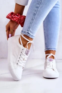 Cross Jeans Damskie Tenisówki Materiałowe JJ2R4050C Białe