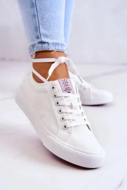 Cross Jeans Damskie Tenisówki Materiałowe JJ2R4050C Białe