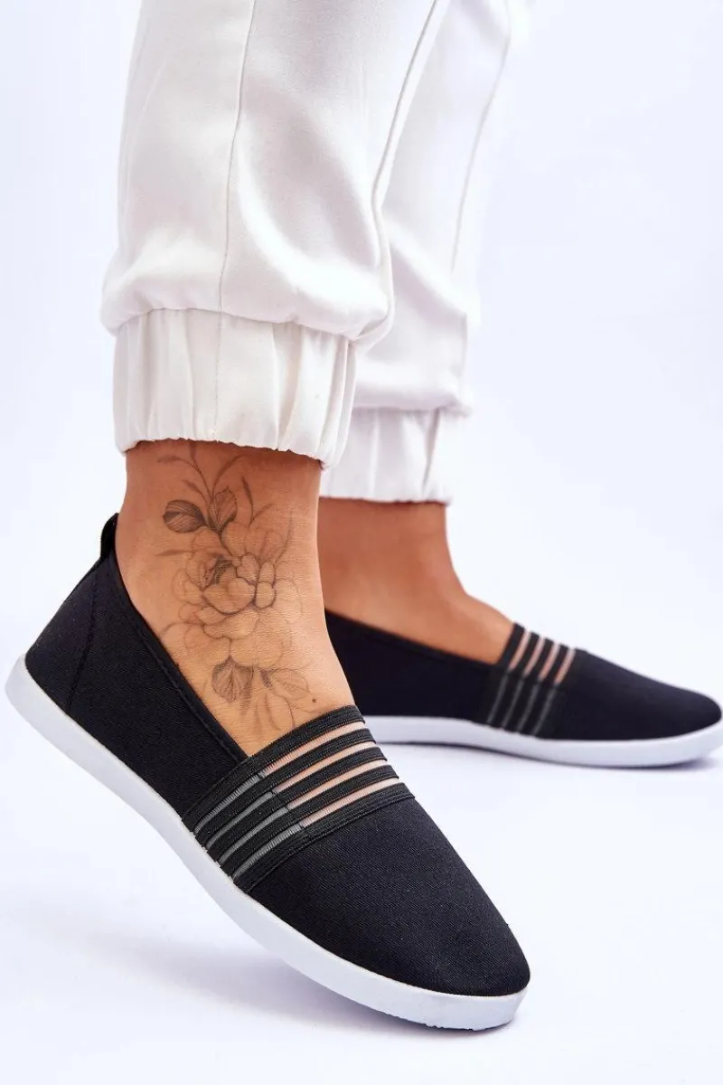 Best Damskie buty S.Barski Damskie Tenisówki Materiałowe Slip-On Czarne Lilis