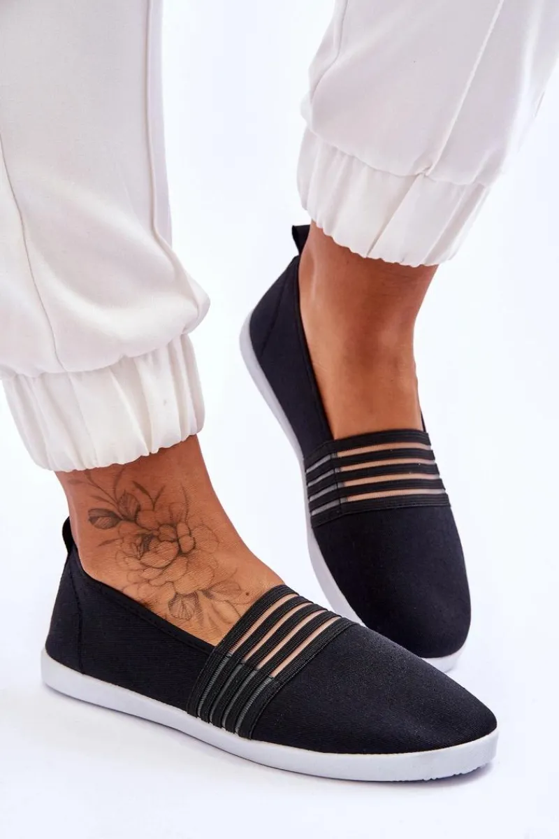 Best Damskie buty S.Barski Damskie Tenisówki Materiałowe Slip-On Czarne Lilis