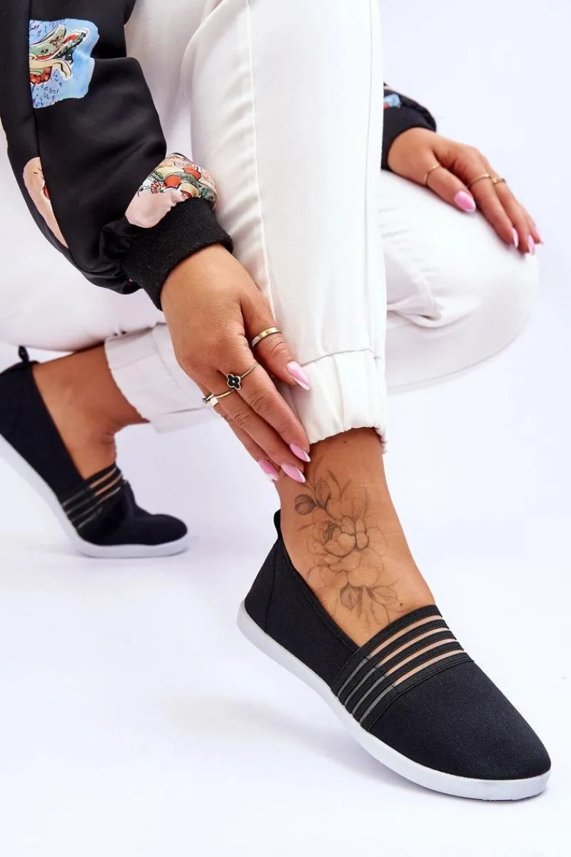 Best Damskie buty S.Barski Damskie Tenisówki Materiałowe Slip-On Czarne Lilis