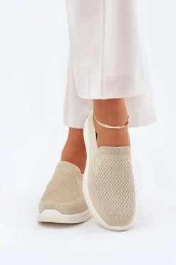 Outlet Evento Damskie Tenisówki Materiałowe Wsuwane Beżowe Adiora